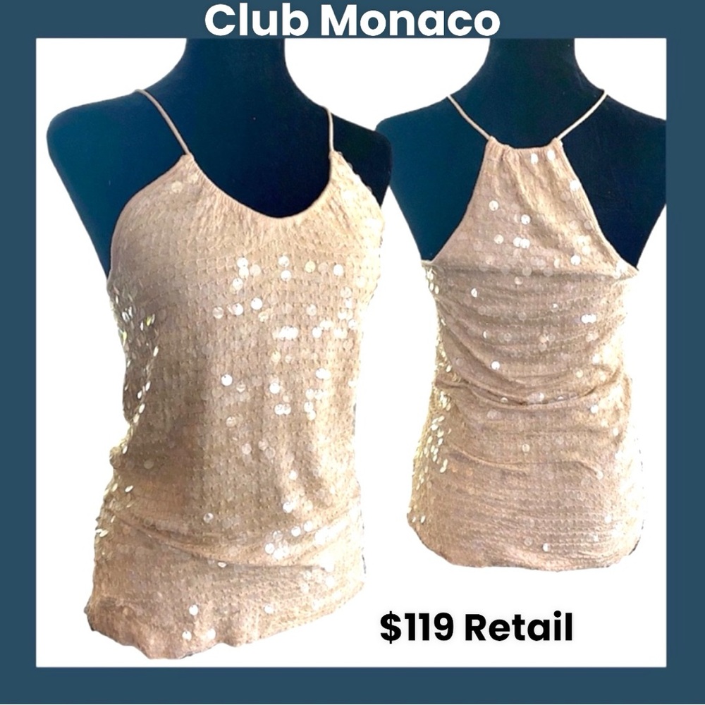 Club Monaco Nude Body-con Sequined Tank.  Great preworn condition.  Size XS